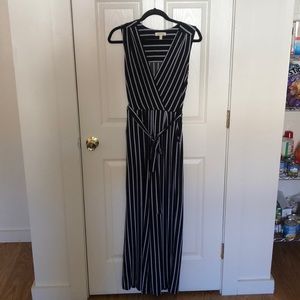 Black and White Striped Jumpsuit